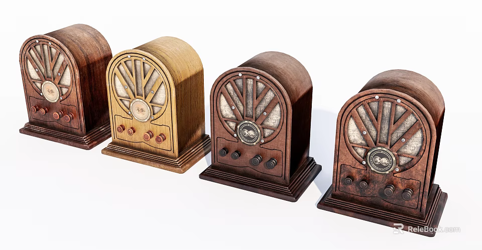 Vintage Wooden Radios With Classic Design And Various Color Options For Home Use 3d model 