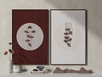 New Chinese-style Plant Painting Hanging Painting Combination 3d model