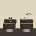 Italian Style Simple Modern Bedside Table Rotating Side Cabinet 3d model