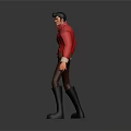 Standing Cartoon Male Character 3D Model In Red Coat Brown Pants And Black Boots