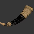 Traditional Handcrafted Musical Horn With Black Body And Golden Carved Patterns