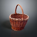 Handwoven Brown Wicker Basket With Sturdy Handle For Home Storage Use