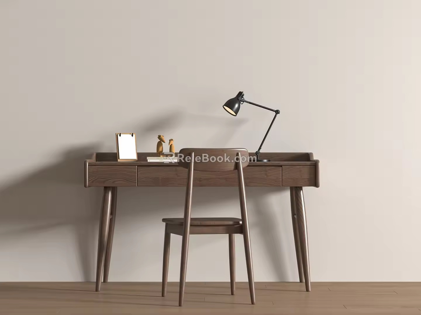 Quiet Ancient Learning Table Quiet Ancient Style Desk and Chair 3d model