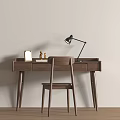 Quiet Ancient Learning Table Quiet Ancient Style Desk and Chair 3d model