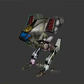 Mechanical Robot With Camouflage Design Red Lights Blue Components And Claws 3d model