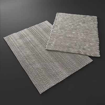 Square Rugs With Textured Woven Patterns In Neutral Light Gray Tone 3d model