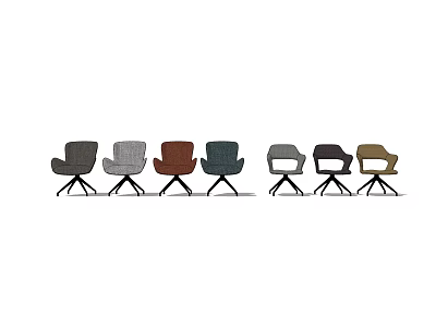 Stylish Leisure Chairs In Multiple Colors With Comfortable Armrests And Metal Legs 3d model