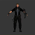 Blonde Haired Male Character In Tactical Outfit With Mechanical Weapons Creature Design