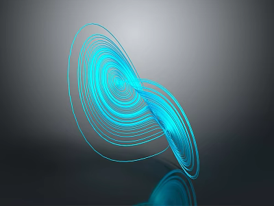 Blue Concentric Rings Modern Abstract Decorative Ornament With Reflective Surface And Gray Gradient Background 3d model