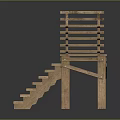 Creative Wooden Stairs Modern Design with Unique Platform for Home Interior