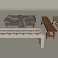 Bed End Stool Shoe Changing Stool Sofa Side Stool Long Solid Wood Stool Fabric Sofa Stool Log Stool Long Bench 3d model