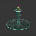 Elegant Bronze Candlestick With Lit Candle And Ornate Round Base Design