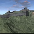 Great Wall Scenery With Rolling Hills And Ancient Watchtowers Under Cloudy Sky