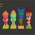 Detailed Carved Yellow Knight Sculptures With Intricate Armor Designs And Pedestals