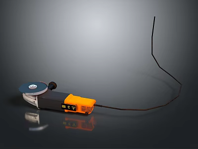Professional Angle Grinder With Orange Body Black Handle Grinding Wheel And Power Cord 3d model