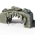 Natural Rock Arch Gate with Rough Stone Texture and Formation and Human Figures for Scale