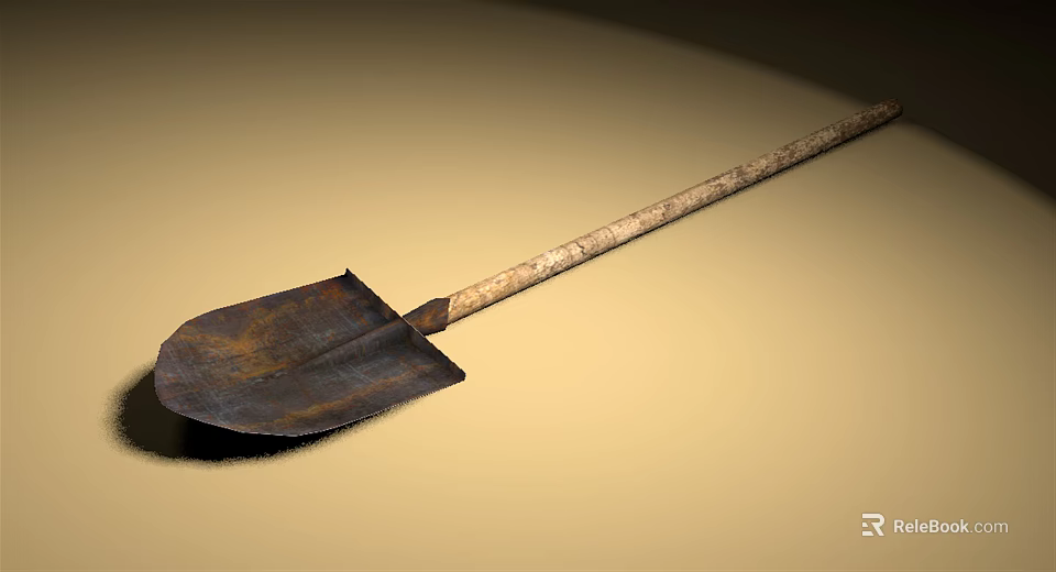 Rusty Shovel With Wooden Handle For Garden And Construction Use 3d model 