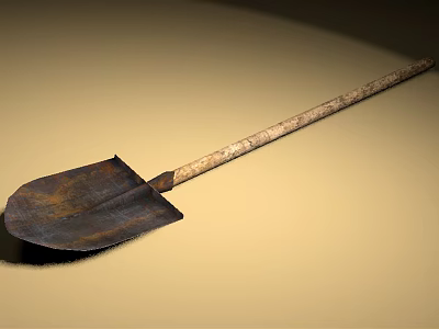Rusty Shovel With Wooden Handle For Garden And Construction Use 3d model