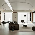Modern Living Room Interior Design With Leather Sofa Coffee Table Floor Lamp And Window Blinds