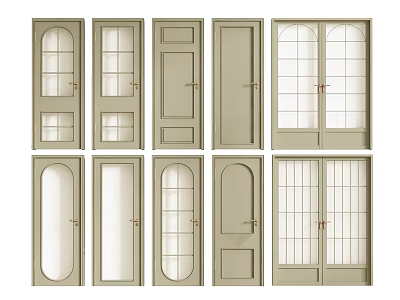 Various Hinged Door Designs With Glass Panels Single And Double Styles 3d model