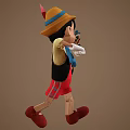 Pinocchio Classic Animated Film Character With Yellow Hat Blue Bowtie White Gloves And Red Shorts