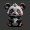 Cute Cartoon Panda 3D Model Game Movie Character With Red Cheeks And Paws