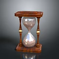 Vintage Hourglass With Wooden Frame Square Base Glass Bulbs And Golden Accent Pillars