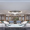 Elegant Modern Hotel Lobby Interior Design With Zen Garden Ceiling Lighting And Luxury Sofa Seating