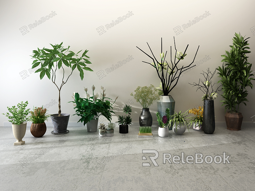 Modern potted plant vase model