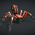 Futuristic Mechanical Spider Sci Fi Creature With Orange Black Body And Mechanical Legs