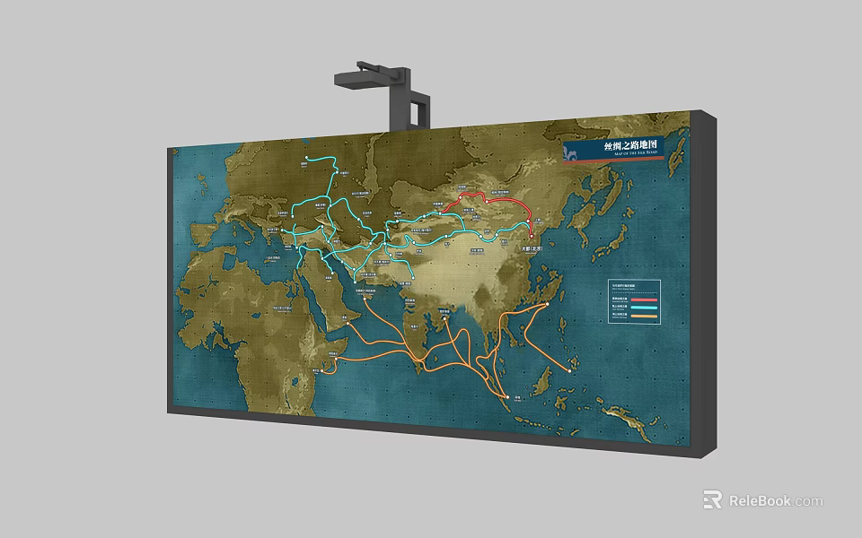 World Map Display With Global Trade Routes And Interactive Data Visualization 3d model 