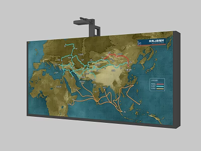 World Map Display With Global Trade Routes And Interactive Data Visualization 3d model