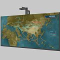World Map Display With Global Trade Routes And Interactive Data Visualization 3d model