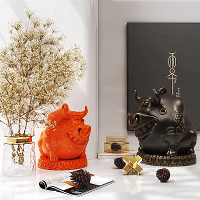 Modern Ornaments Cartoon Cow Ornaments Display Ornaments 3d model
