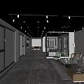 Modern Showroom Interior Design With Spacious Space Marble Floor Glass Partitions And Green Plants