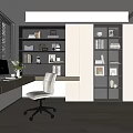 Study desk bookcase computer desk lamp ornaments combination venetian blinds 3d model