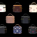 Fashionable Luggage Collection Featuring Various Patterns Colors and Metal Clasps