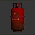 Red Central Gas Cylinder With Flame Logo And Rustic Metallic Finish