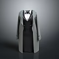 Stylish Gray Long Coat With Black Vest And White Formal Shirt Outfit