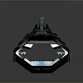 Futuristic Sci Fi Spaceship With Detailed Metallic Structure And Glowing Blue Panels