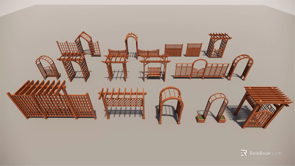 Wooden Door Arches Various Decorative Garden Design Styles And Structures 3d model 