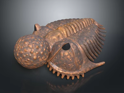 Bronze Colored Trilobite Shaped Textured Surface Decorative Figurine For Home Decor 3d model