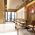 Modern TANG TEA Bubble Tea Shop Interior With Decorative Wall Round Tables And Bench Seating