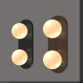 Modern Wall Sconces with Two Round Globe Lights Black Brown Base on Beige Wall 3d model