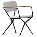 Modern Dining Table Set With Concrete Base Wooden Tabletop And Black Metal Chairs