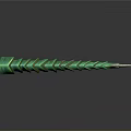 Futuristic Green Segmented Weapon With Spine Like Structure And White Tip