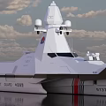 White Chinese Coast Guard Yacht With Small Boat And Number 31301 On Water
