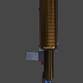 Black And Gold Tactical Pistol Weapon With Barrel Grip And Heat Sink On Red Background