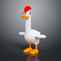 Cute 3D Cartoon Duck Character With Red Cap Yellow Beak And Feet