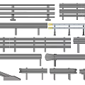Different Design Styles of Metal Fence with Horizontal Rails and Vertical Posts